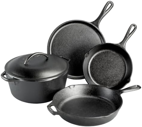 Lodge Cast Iron 5-Piece Set, PFAS-Free Pre-Seasoned Kitchen Set by Lodge