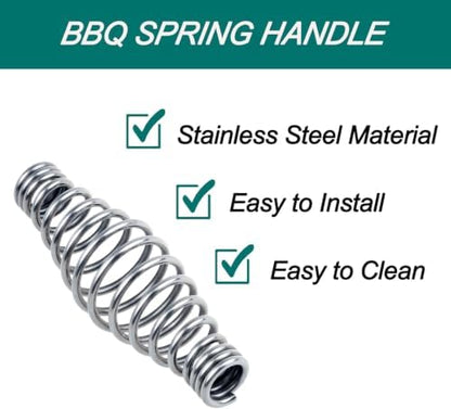 2pcs BBQ Spring Handles, 4.3" Stainless Steel Heat Dissipating - Image 2