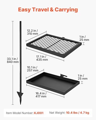 VEVOR Heavy Duty Swivel Campfire Grill, Double Layer Portable Camping Grill - Image 2