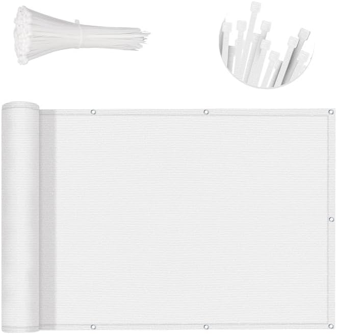 SUNNY GUARD 3FTx10FT White Balcony Privacy Screen Fence, Apartments Railing, Heavy Duty Wind Screen for Outdoor,Deck,Backyard,Patio Privacy（We Make Custom Sizes）