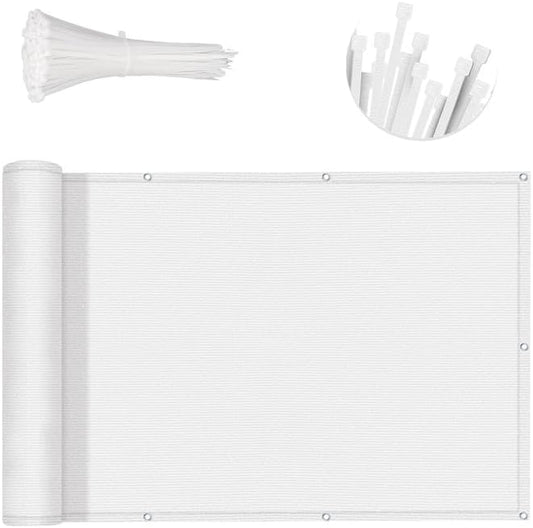 SUNNY GUARD 3FTx10FT White Balcony Privacy Screen Fence, Apartments Railing, Heavy Duty Wind Screen for Outdoor,Deck,Backyard,Patio Privacy（We Make Custom Sizes）
