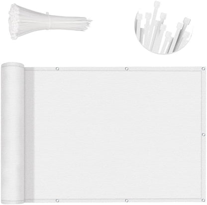 SUNNY GUARD 3FTx16FT White Balcony Privacy Screen Fence, Apartments Railing Heavy Duty Wind Screen for Outdoor, Deck，Backyard,Patio Privacy（We Make Custom Sizes）