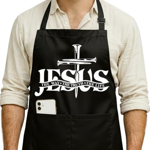 Funny Black Grill Apron with Pockets by NIORAYNA