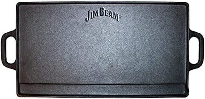 Jim Beam Pre Seasoned Heavy Duty Construction Double Sided Cast Iron Griddle Pan - Image 4