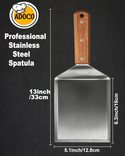 Large Wide Griddle Spatula Burger Turner Grill Tool, Blade 5''x6'' - Image 3