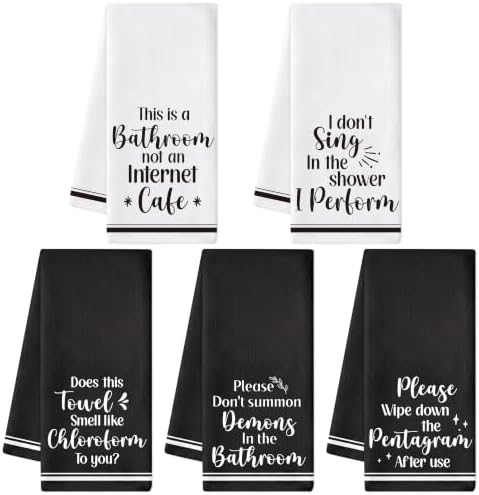 R.HORSE 5 Pack Funny Gothic Bathroom Hand Towels, Absorbent Dish Towels by RHORSE