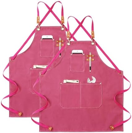 Aprons For Women Men With Pockets 2 Pcs, Kitchen Waterproof Hair Stylist Linen by USCHAILIQIANGWelcomeYou