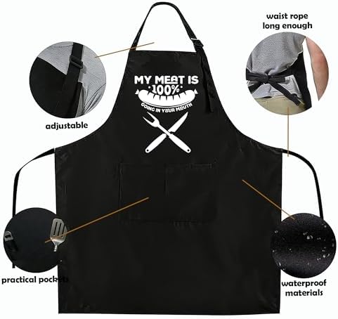 Funny Black Apron with Pockets for Man, Father in Law, Chef Daddy Women - Image 3