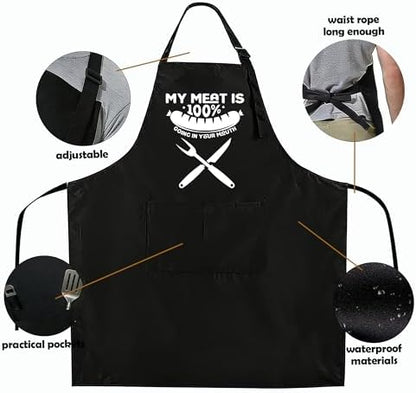 Funny Black Apron with Pockets for Man, Father in Law, Chef Daddy Women - Image 3