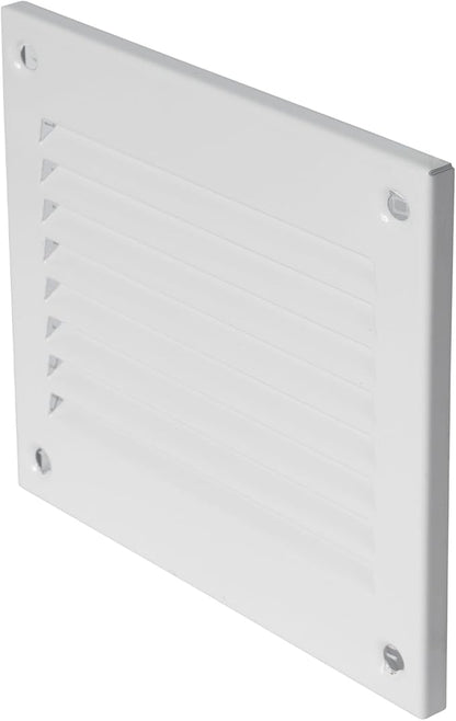 Repa Market 4 x 4 Inch Air Vent Cover/White Galvanized Steel Louvered Grill Cover with Mesh Screen/Wall or Ceiling Vent/Durable Flush Mount HVAC Register for Indoor and Outdoor Ventilation