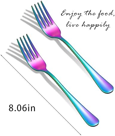 Rainbow Forks Silverware Set Of 6 Pieces, Stainless Steel Forks, Mirror - Image 5
