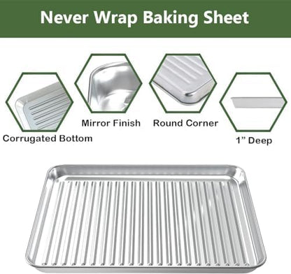 Baking Sheet with Cooling Wire Rack Set, Stainless Steel 2 Pans + 2 Racks - Image 5