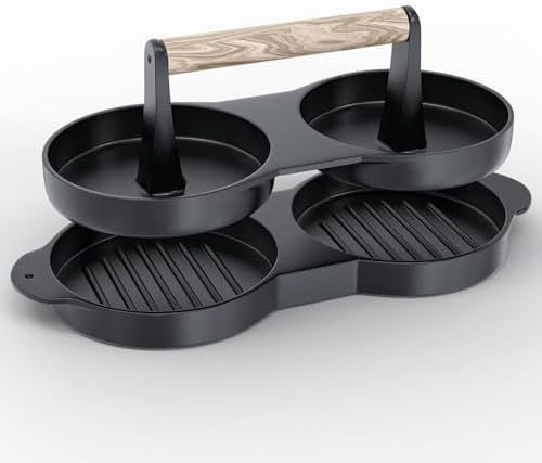 Cast Iron Double Burger Press, Hamburger Patty Maker by KEESHA