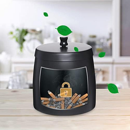 Solid Ashtray with Lid Smell Proof, Smokeless Ashtray - Image 3