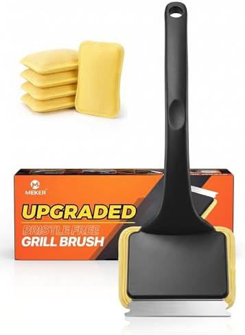 MEKER Grill Brush Bristle Free, Safe Grill Brush and Scraper by BornforLiving