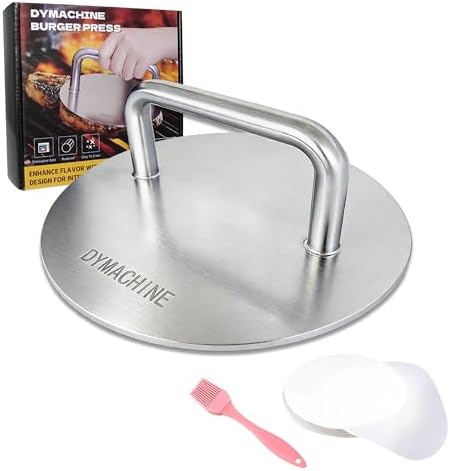 Smash Burger Press, 8.5 Inch Stainless Steel Hamburger Press, 2.5mm Thick by DYMACHINE