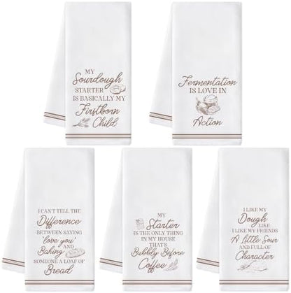 5 Pack Funny Sourdough Tea Bread Kitchen Dish Towels, Absorbent Hand Towels by RHORSE