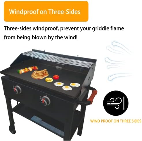 Adjustable Wind Screen and Griddle Warming Rack Set Fit - Image 3