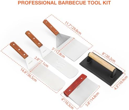 onlyfire Professional Flat Top Barbecue Tool Kit Grill Griddle Tools - Image 2