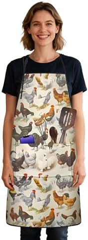 Chicken Kitchen Aprons with Utility Pockets Women Funny Adjustable Bib Baking by Unknown
