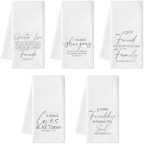 R HORSE 5 Pack Christian Friendship Kitchen Dish Towels by RHORSE