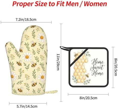 Dasiy & Bee 4 Pcs Heat Resistant Oven Mitts Pot Holders Gloves - Image 4