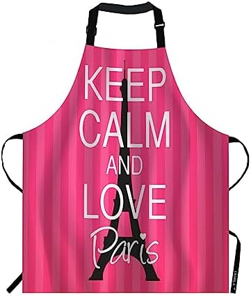 EKOBLA Keep Calm And Love Paris Aprons Eiffel Tower Heart Stripe Beauty Style by EKOBLA