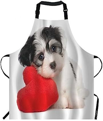 EKOBLA Puppy Dog With A Red Heart Aprons Cute Funny Adorable Animal Romantic by EKOBLA