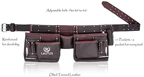 LAUTUS Oil Tanned Leather Tool Belt/Pouch/Bag, Construction, Electrician - Image 2