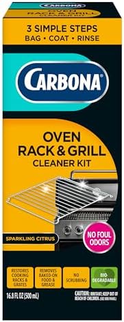 Carbona Oven Rack & Grill Cleaner Kit, Includes Bag & Gloves, Eliminates Thick by Carbona