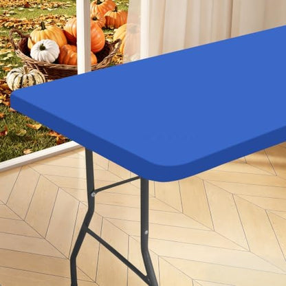 homing Rectangle Table Cloth Cover 8 Foot Blue Elastic Fitted Tablecloth by homing