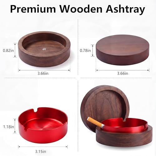 Ashtray with Lid, Solid Brown-Red - Image 3