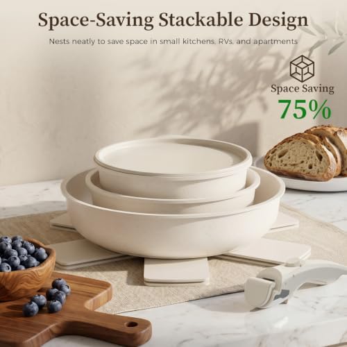 YASHE 9Pcs Granite Nonstick Pots and Pans Set, Oven Safe - Image 6