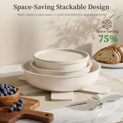 YASHE 9Pcs Granite Nonstick Pots and Pans Set, Oven Safe - Image 6