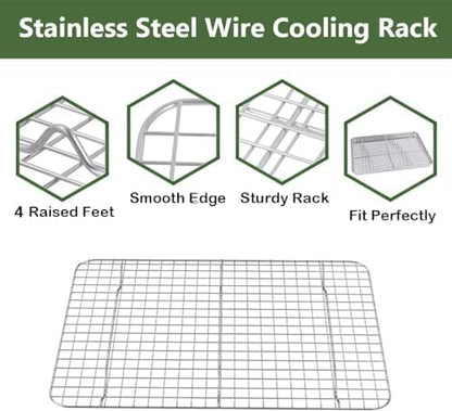 Quarter Baking Sheet Pan Cooling Rack Set, Stainless Steel 2 Pans + 2 Racks - Image 6