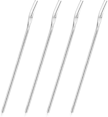 4-Pack 8.7" Stainless Steel 2-Tine Pickle Forks – Long Handle Cocktail by luvtree