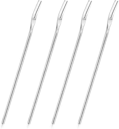 4-Pack 8.7" Stainless Steel 2-Tine Pickle Forks – Long Handle Cocktail by luvtree
