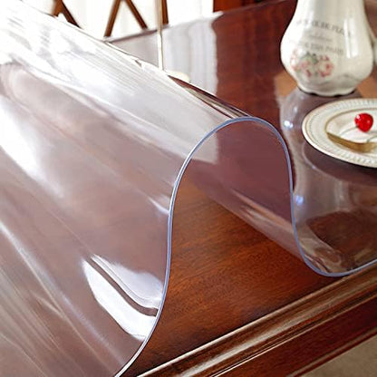 OstepDecor Clear Table Protector 16 x 32 Inch, 2mm Thick Plastic Table Cover, Waterproof PVC Clear Table Cover Protector, Desk Protector Mat, Writing Desk Pad for Desktop, Coffee & Dining Room Table