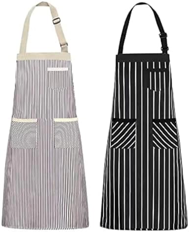 NLUS 2 Pack Kitchen Cooking Aprons, Adjustable Bib Soft Chef Apron by NLUS