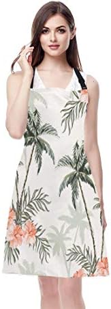 EKOBLA Palm Trees And Cheetah Floral Aprons Vintage Outdoor Tropical Leaves - Image 2