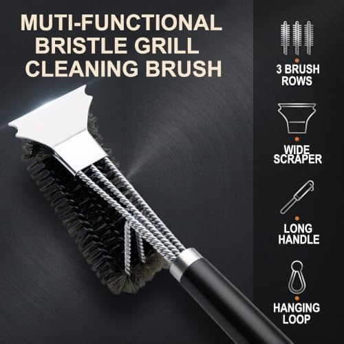 12 Inch Stainless Steel BBQ Grill Cleaning Brush - Image 3
