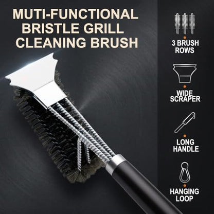 12 Inch Stainless Steel BBQ Grill Cleaning Brush - Image 3