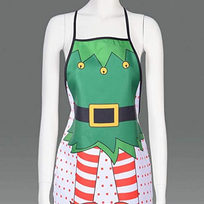 DearHouse 2 Pack Christmas Elf Apron, Cute Adjustable Kitchen Chef Bib BBQ - Image 5