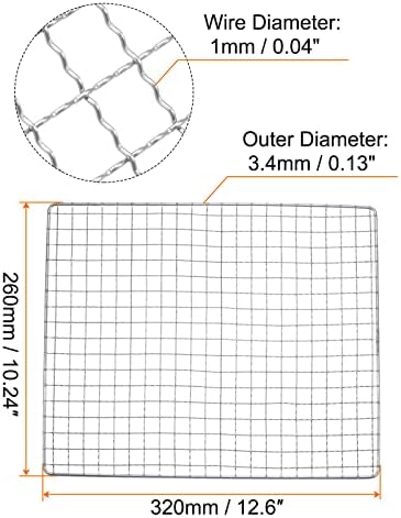 HARFINGTON Square BBQ Grill Net 12.6"x10.2" Stainless Steel Cross Wire Barbecue - Image 2