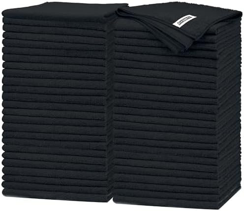 FIXSMITH Black Microfiber Cleaning Cloth -Pack of 50, Highly Absorbent Cleaning by FIXSMITH