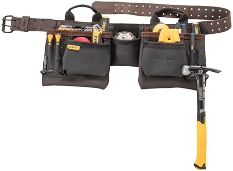 DEWALT Leather Tool Belt, 11 Pocket Professional Belt - Image 7