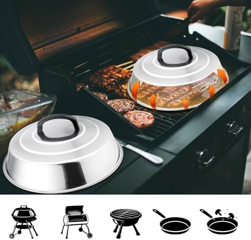 Leonyo 12IN Stainless Steel Griddle Basting Cover Melting Dome, 2 Pack - Image 6