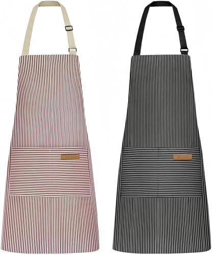 NLUS 2 Pack Kitchen Cooking Aprons, Adjustable Bib Soft Chef Apron by NLUS