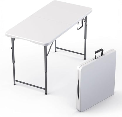 10 Pack of 4 Feet Foldable Table with Built in Handle & Steel Legs | Heavy Duty Portable | Perfect for Party, Dining, Wedding, Events, Picnic Indoor, Outdoor, Camping, Utility, Temporary