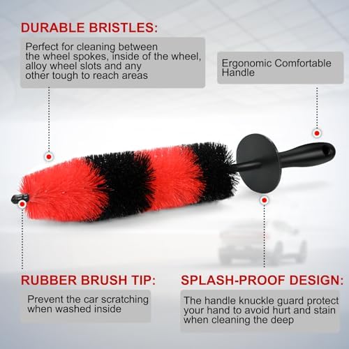 Fitosy Wheel Rim Brush, Soft Bristle Long Car Tire Washing Tool - Image 2
